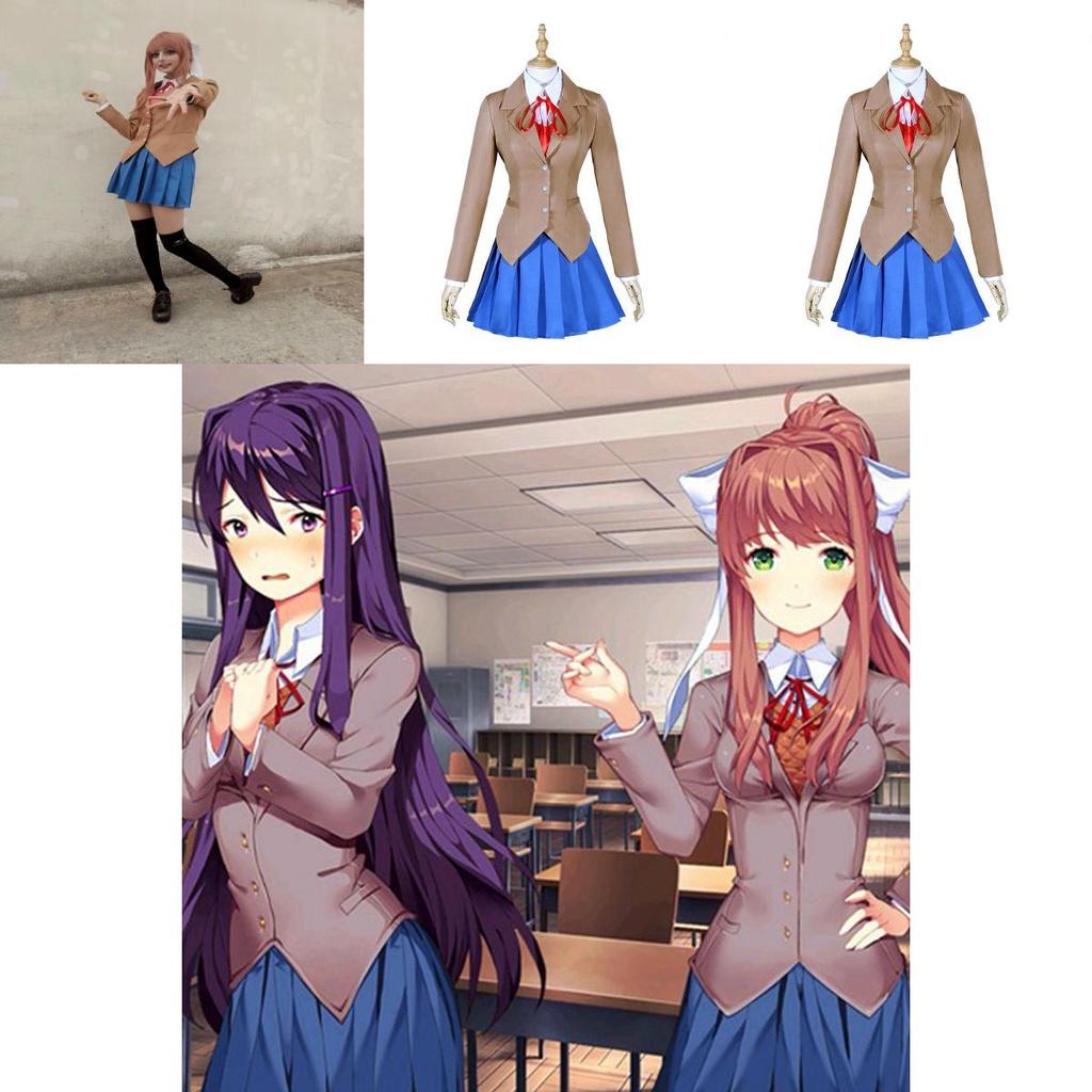 Sayori Yuri Natsuki Monika Prachtige Schooluniform Jurk Cosplay Kostuum Volledige Set