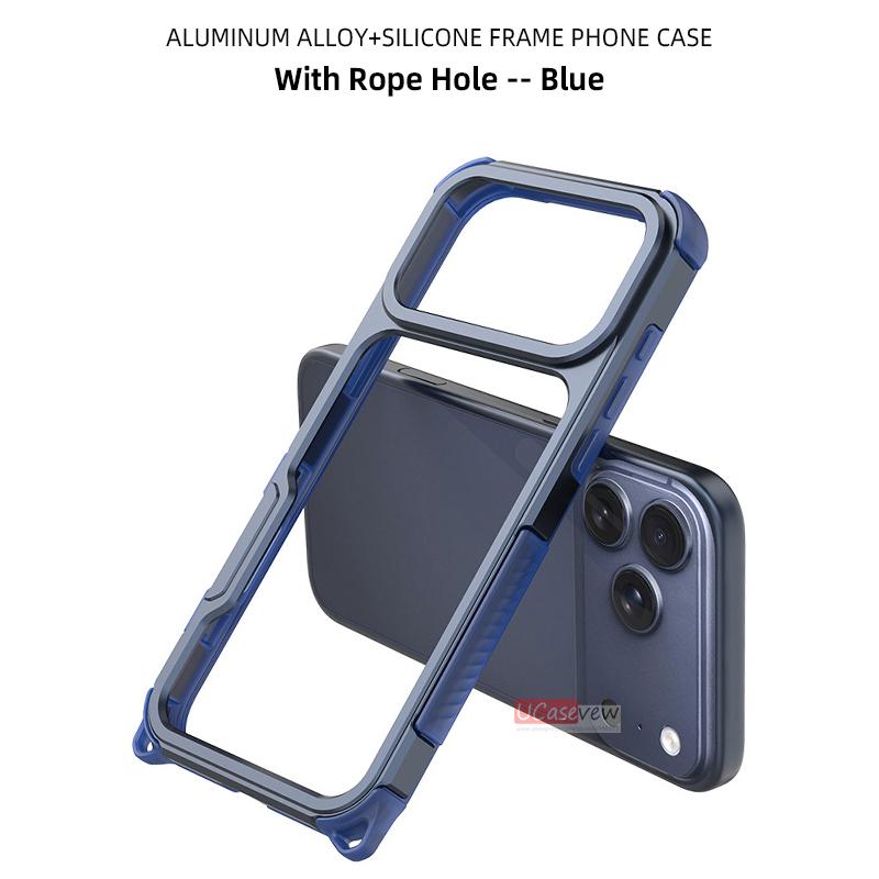Aluminum Alloy Bumper Case for iPhone 18 16 17 Pro Max 16 17 18Open Back Frame with Cushioned Corners and Camera Edge Protection