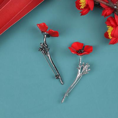 1Pcs Retro Creative Poppy Flower Brooch Suit Clothes Shirt Collar Pin Brooch