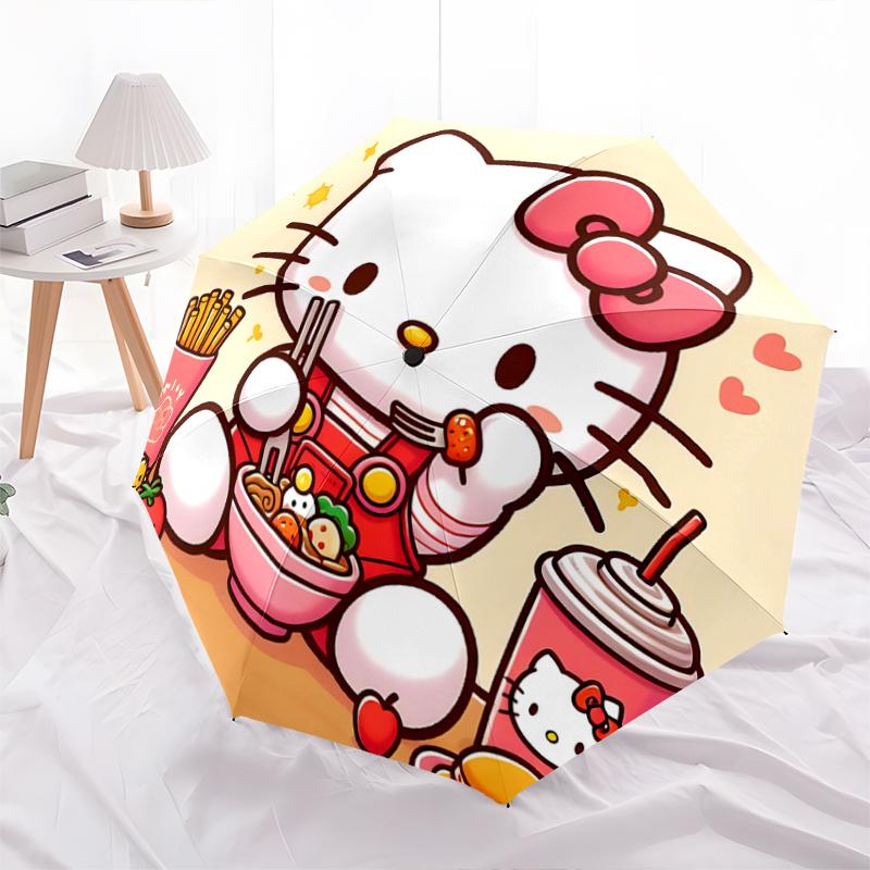 

1pc Hello Kitty Automatic Opening/Closing Umbrella with Convenient Three-Fold Design, 8-Bone Iron Frame, Outdoor Umbrella, Perfect Gift for Fans, Trav