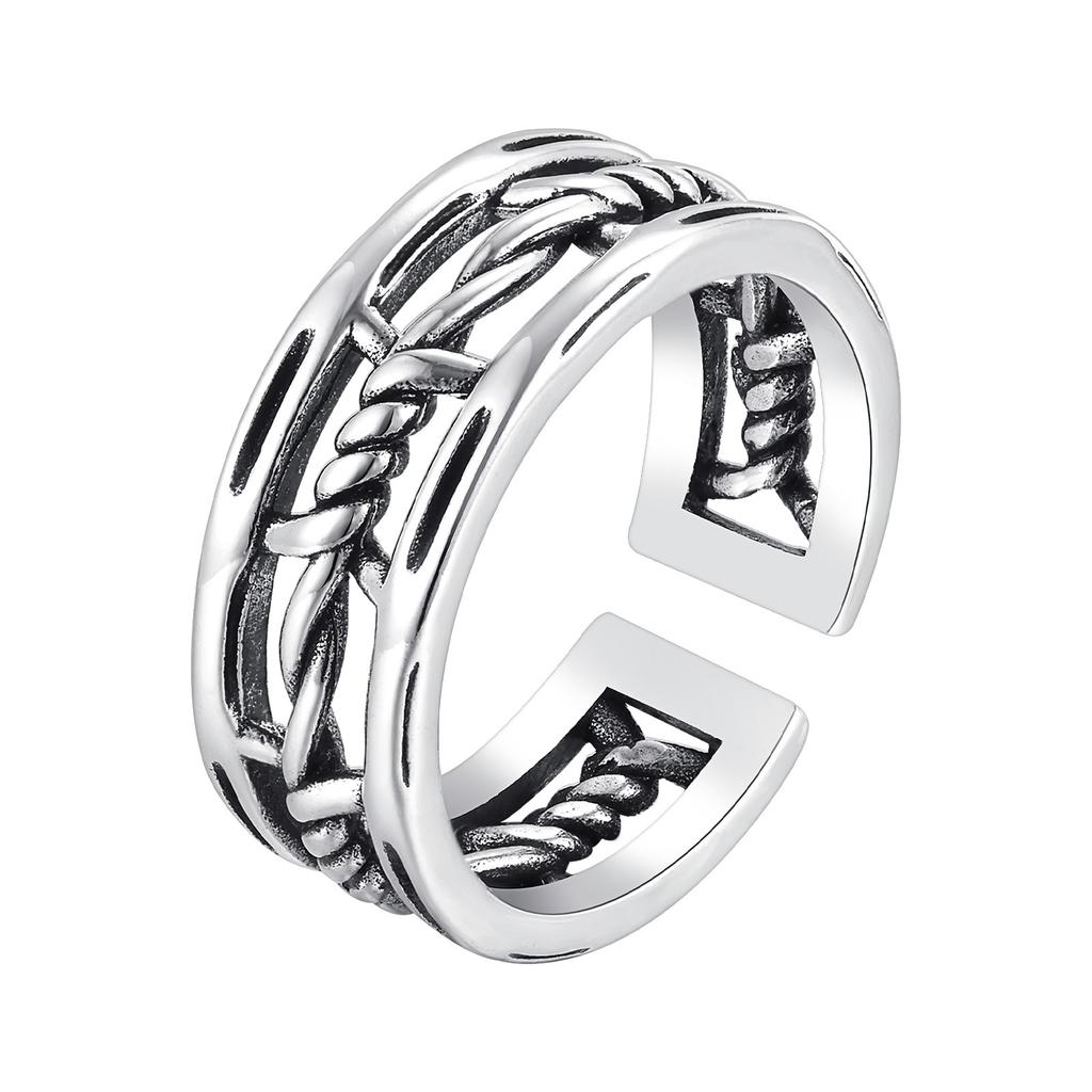 Punk Open Ring for Men Boys,Hollow Twisted Links Metal Rings,Stylish Jewelry Gifts
