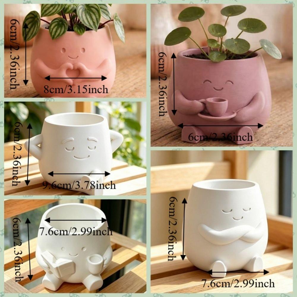 Stylish Design Head Planter Mini Size Desktop Decoration Landscape Plant Pot Home Decor