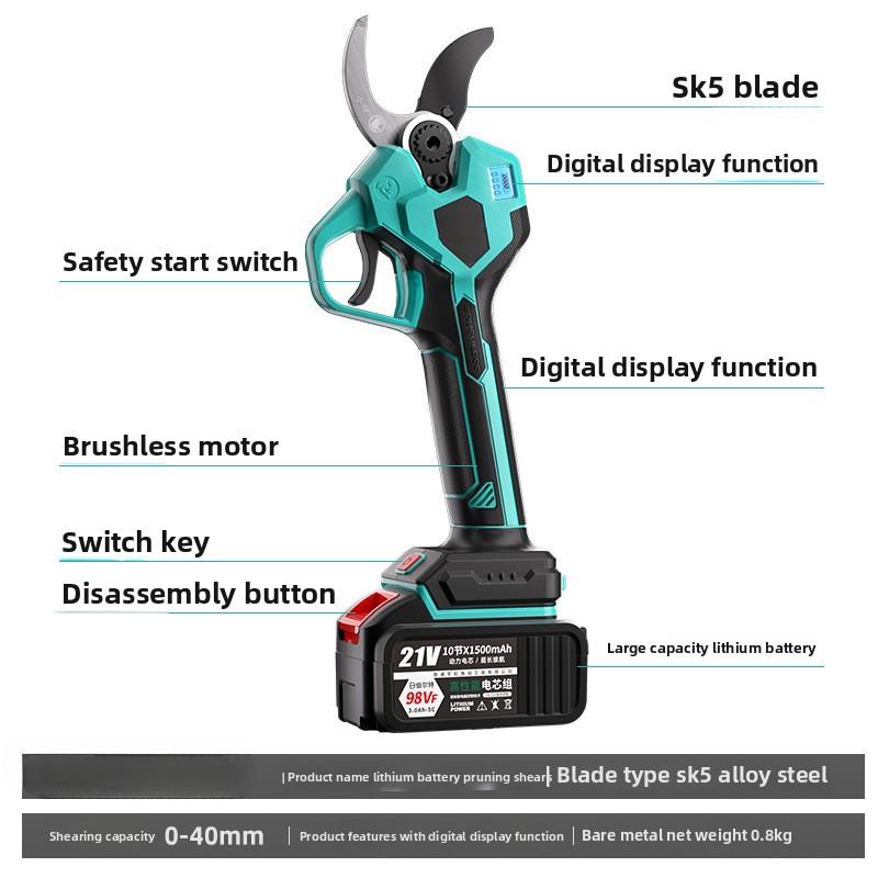 32mm Borstelloze Elektrische Snoeischaar 4 Versnellingen Draadloos Oplaadbaar Fruitboom Bonsai Snoeischaar Cutter Voor Makita 18V Batterij