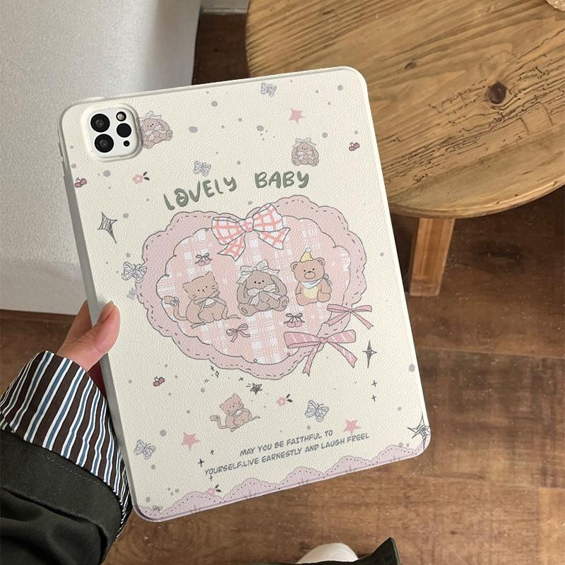 Cartoon Bear Rabbit Tablet Case IPad 11 Inch With Magnetic Detachable Cover Sleep Wake Function
