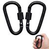 Carabiner - AIMOONSA - 75x40 Mm (2 Pcs) - Shape D - Screw Closure - Black