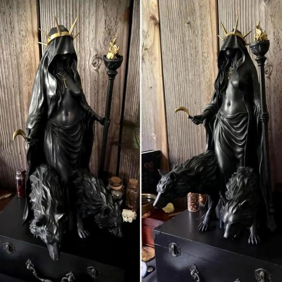 Hekate Niktipolos Statue Magic Greek Goddess Witch Figurine Lightbringer or Morning Star Resin Sculpture for Home Decor