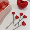 10 Stück Kreative Liebe Obstgabel mit Halter Niedliche Herzform Edelstahl Wiederverwendbare Metallspieße für Obst, Dessert, Vorspeisen