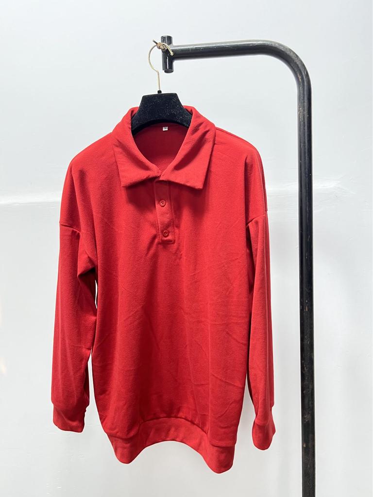 2022 Autumn Men's V-Neck Button Long Sleeve Casual Polo Shirt