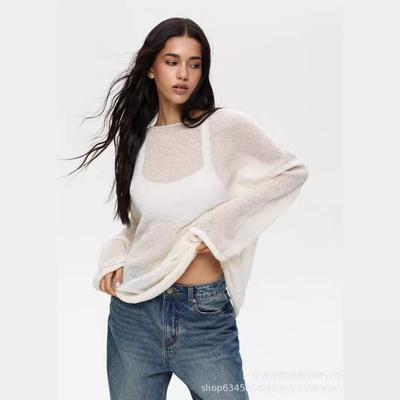 New Hollowed Out Sweater for Women, Soft and Loose Knitted Long Sleeved Cover