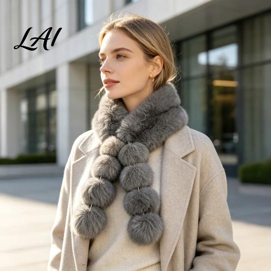 Winter Warm Scarf for Women Faux Fur Scarf Neck Warmer with Magnetic Buckle Elegant Gift Draping Design Plush Long Soft Collar Cold Weather