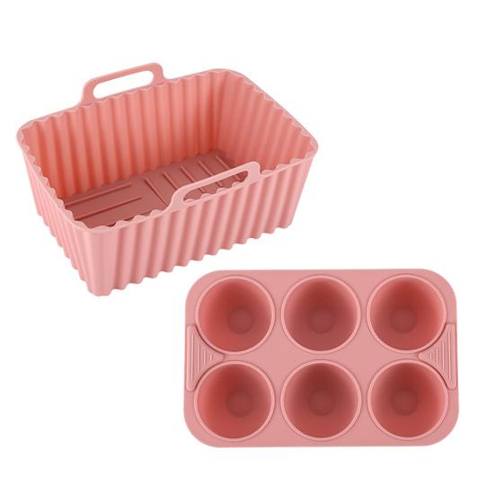 Air Fryer Liners Silicone Baking Tray Rectangular Non-Stick Mold for Cakes Jelly Pudding Dishwasher Safe Air Fryer Accessories