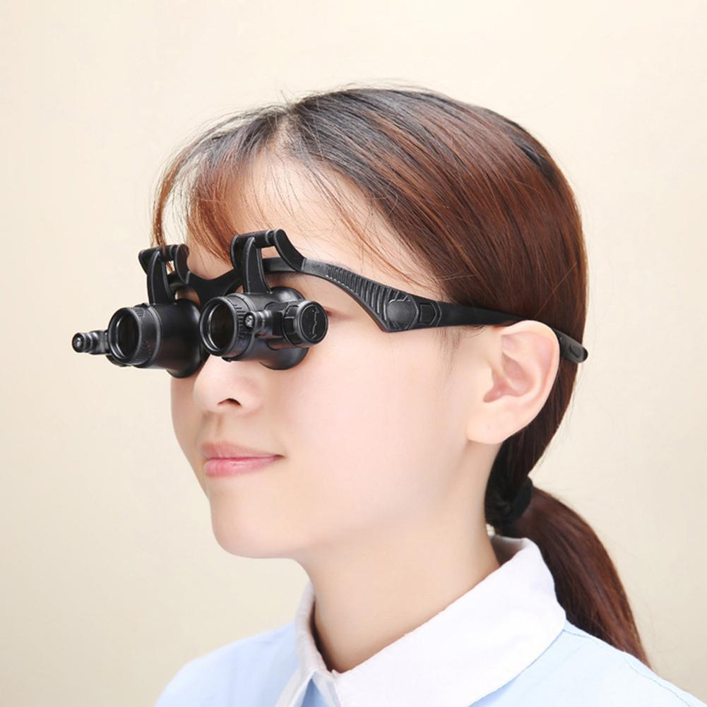 10X/15X/20X/25X Lens Observation Head Wearing Magnifier Glasses Loupes with LED
