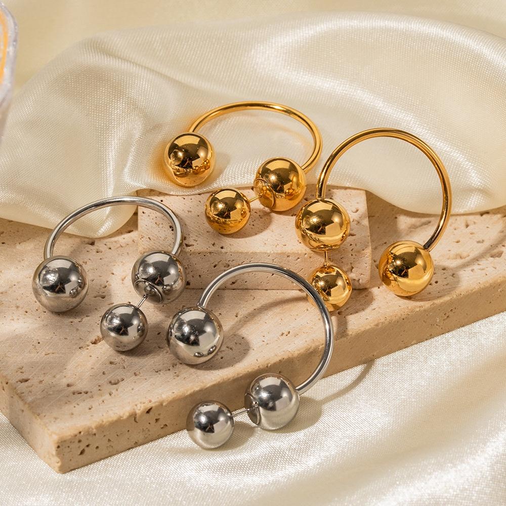 Geometric Stainless Steel Earrings Trendy Ball Design For Fashionable Women