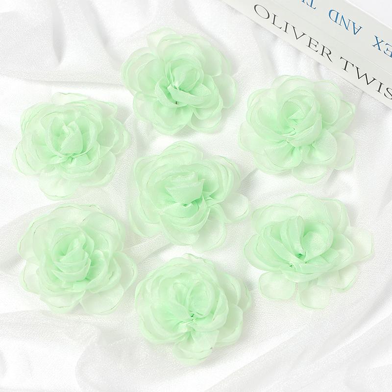 5/10Pcs 5.5cm Vintage Fabric Camellia Rose Chiffon Artificial Flowers for Women Wedding Party  Dress Decoration Craft Jewelry