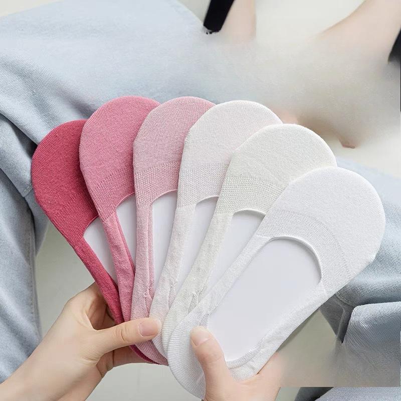 Șosete invizibile tip barcă pentru femei, subțiri, absorbante de transpirație, culoare uni, cu călcâi antiderapant și gură joasă