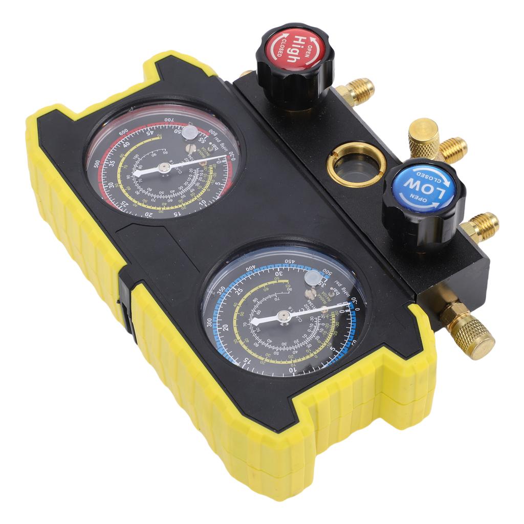 AC Manifold Gauge Set, Automotive R134A R22 R410 Refrigerant Pressure Gauge, AC Charging Tool Kit for Gas Electric