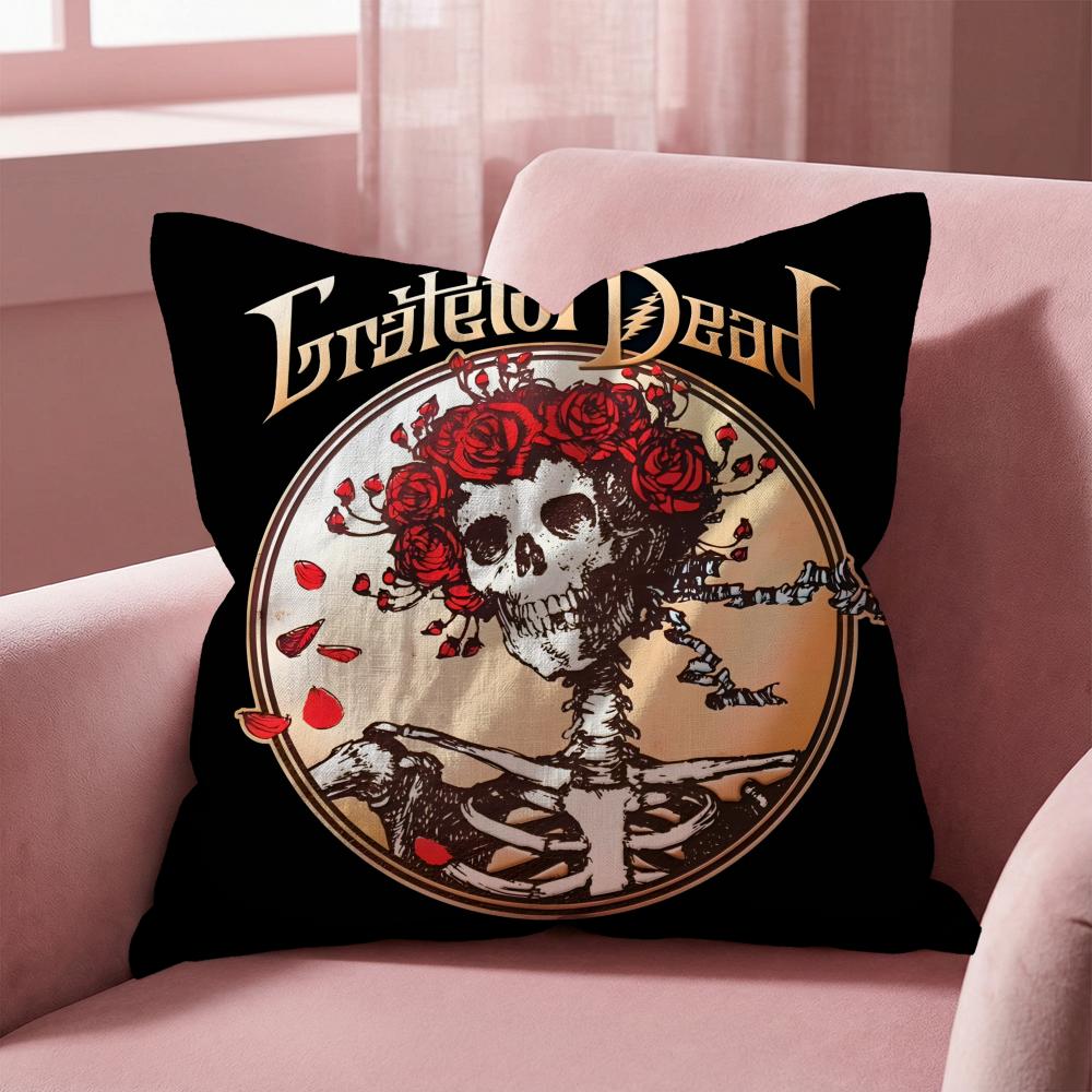 Grateful Dead Rock Band Cushion Cover Multi-Scene Pillow Cover for Home & Car - Reversible, Soft & Durable for Daily Use