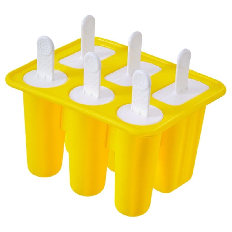 Safe Silicone Ice Lolly Maker With Detachable Stick Creative 6 Compartments Popsicles Tray Ice Cream Making Molds