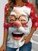 Women's Santa Claus Printed Christmas Theme Crew Neck Long Sleeve T-shirt