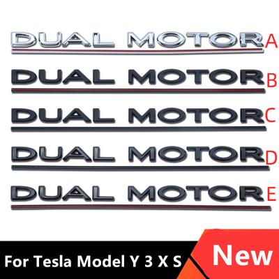 Dual Motor Underlined Letters Emblem For Model Y 3 X S Car Styling High Performance Trunk Badge Sticker Chrome Black Red - Emblems