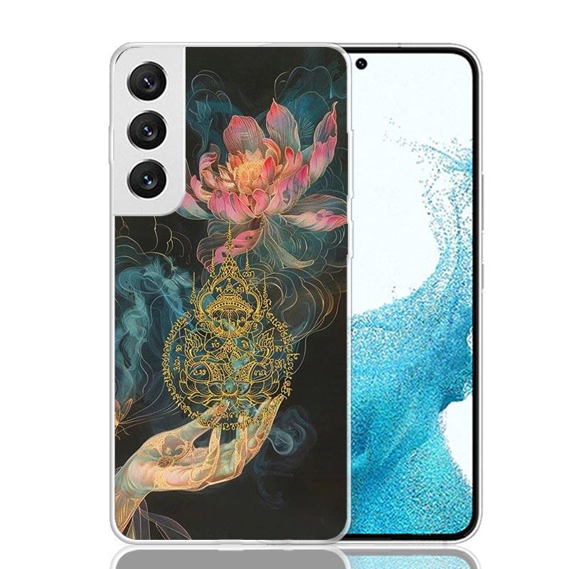 Buddhist Fire Lotus Phone Case For Samsung Galaxy S26 Ultra S23 S24 S25 Edge S20 FE S21 S22 Plus Soft Print Shell Cover Fundas G