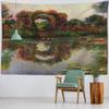Retro oil painting, water lily print, tapestry, flower and plant wall hanging, home decoration, abstract aesthetic tapestry