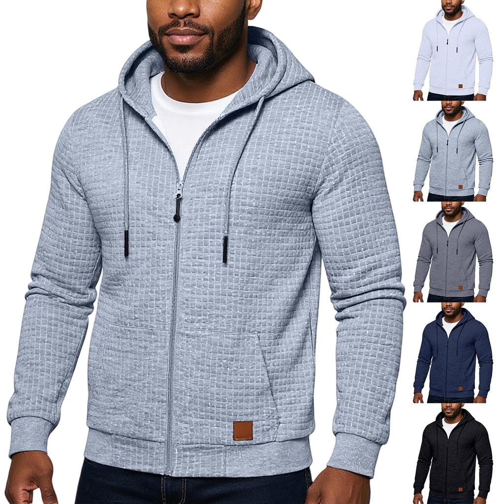 Men's Hooded Sweatshirt, Contrasting Color Sweatshirt, Sports  Zipper Casual Jacket