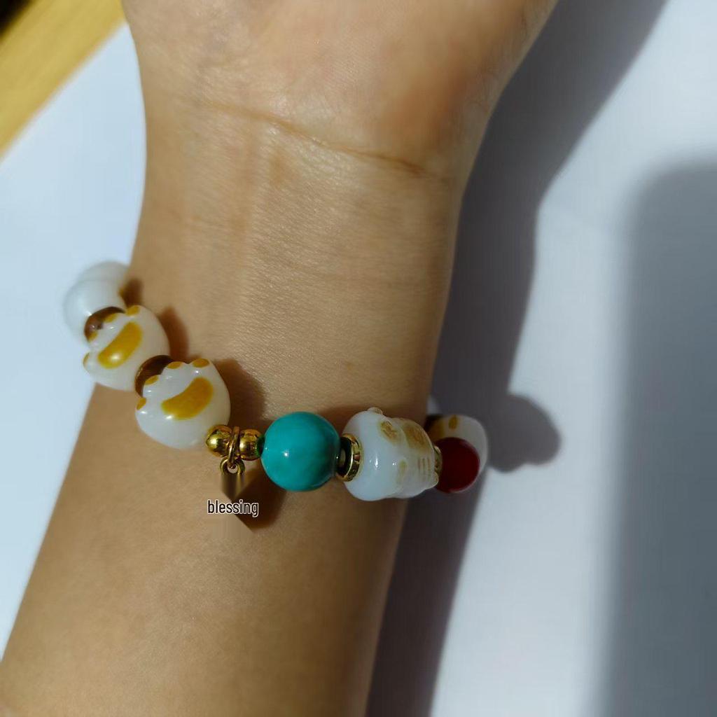 Douyin Hot Caramel Cat Paw Charm Bracelet - Women's Wrap-Around Soft Wenwan, Perfect Student Gift for Bestie