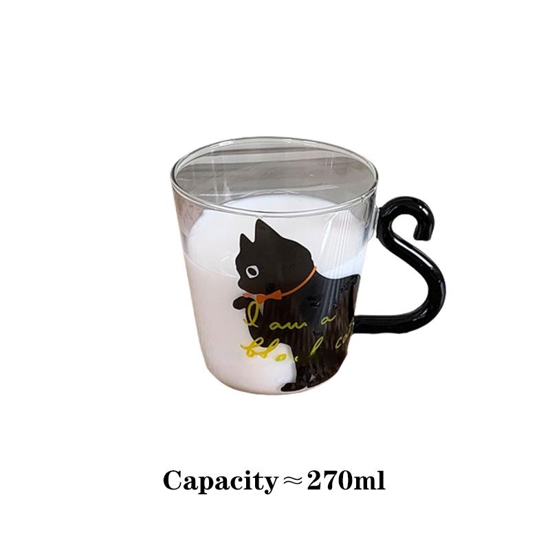 

Милый японский кот со стеклянной чашкой для завтрака, чая, молока, кофе, термостойкой воды 301-400ml