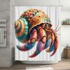 Colorful Hermit Crab Shower Curtain Bathroom Decor Waterproof Fabric Printing Perfect Gift for Beach Lovers