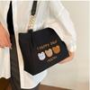 Large Capacity Bear Shoulder Bag Korean Style Canvas Handbag Cartoon Tote Bag  Office Worker