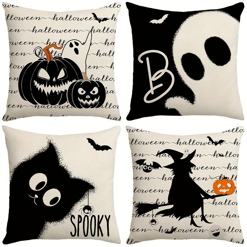 Halloween Decor Pillow Covers Decorative Throw Pillow Covers Outdoor, Pumpkin Witch Cat Boo Ghost Cushion Case For Home Couch