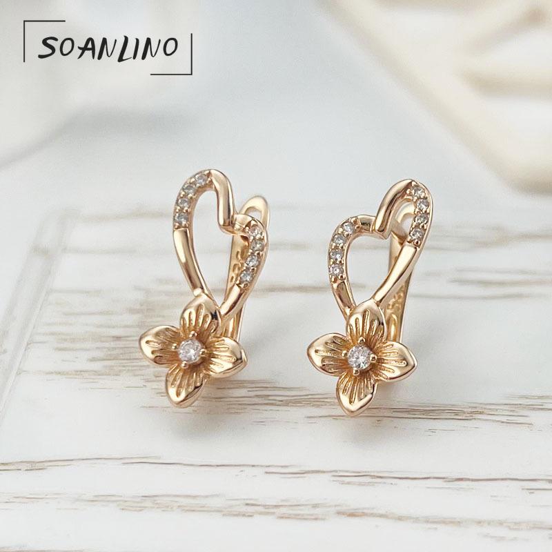 

SOANLINO Циркон Серьги Morning Glory Модные позолоченные серьги