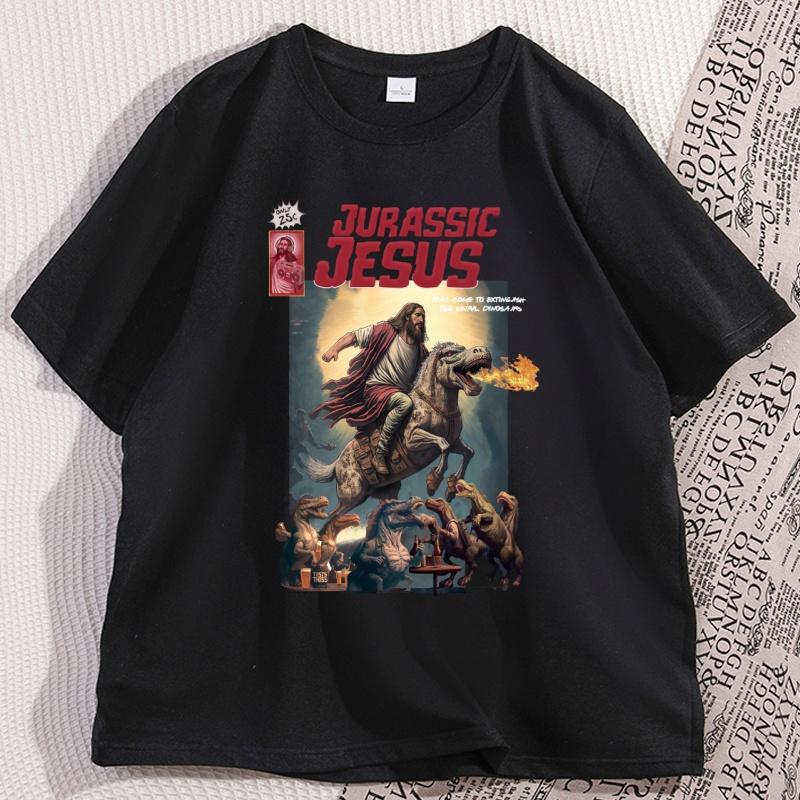 Jesus Riding A Dinosaur Tshirts For Unisex Unisex Vintage 90s Graphic T Shirt Jesus Hand Drawn Tshirt T Rex Christian Easter Tee