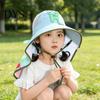 Kids Foldable Camping Hat Summer Sun for Boys Girls, Breathable Mesh Wide Brim Cap with Neck Accessories Flap, Adjustable Strap & Whistle, UV