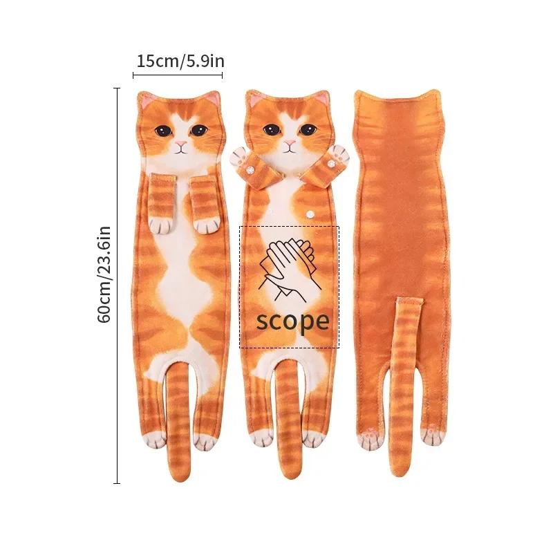 

Funny Cat Hand Towels Kitchen Bathroom Hand Towel Quick Dry Soft Absorbent Microfiber Cat Shape Wipe Hands Towel For Cat Lovers