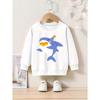 Shark Cartoon Print Casual Crew Neck Long-sleeved Sweatshirt , Trendy Pullover Sportswear For Spring And Autumn
