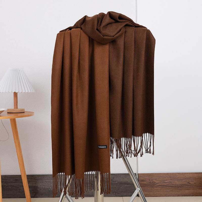 Double-sided Two-color Scarf for Women Autumn and Winter High End New Wool Scarf Shawl Imitation Cashmere Scarf