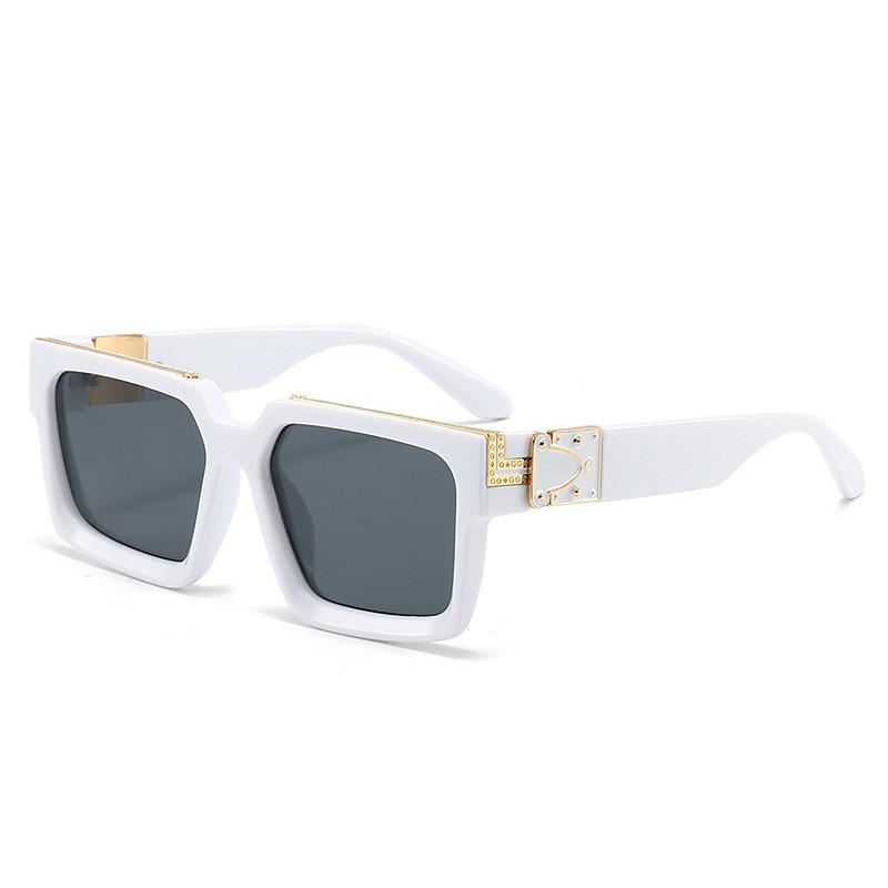 

New Style Large Square Sunglasses With Uv400 Protection For Fashionable Outdoor Travel And Parties WhiteFrameGrayLens