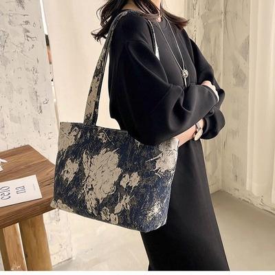Damentasche im chinesischen Stil, groß, mit Farbblockdesign, Umhängetasche/Henkeltasche - Modische & vielseitige Pendlertasche