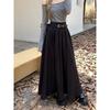 Women High Waist Jupe Korean Pleating Swing Skirt Vintage Fashion Spring Office Falda Holiday Loose Solid Long Skirt