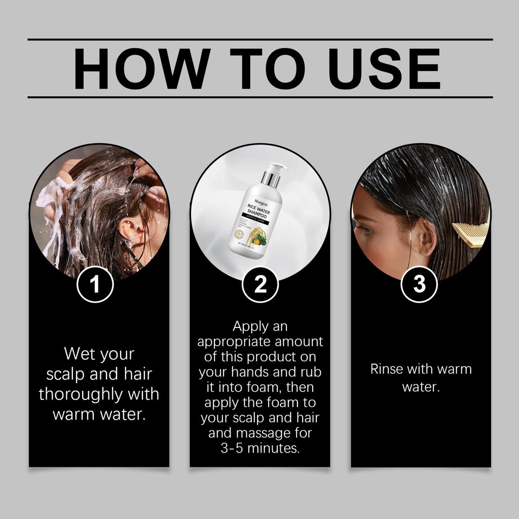 Rice shampoo Scalp cleansing, massage, care, hydration, moisturizing, smooth hair, nourishing shampoo