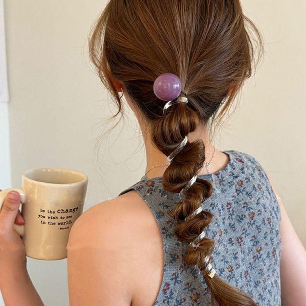 

Elastic Telephone Wire Hair Band Ball Stretch Hair Loop Cute Spiral Coil Hair Rope Female/Children
