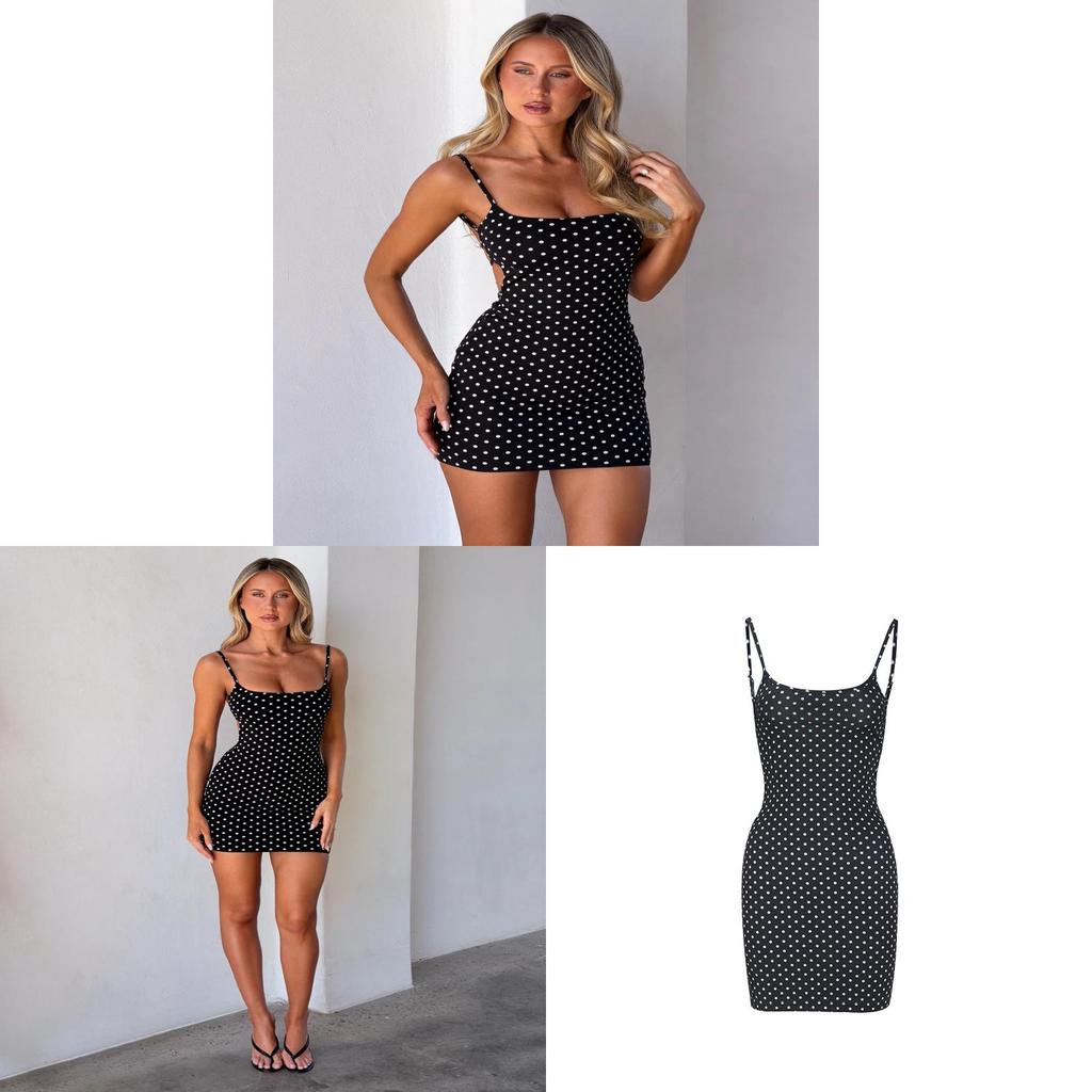 Sexy Dot Pattern Sleeveless Low Waist Backless Mini Dress For Summer Casual Wear
