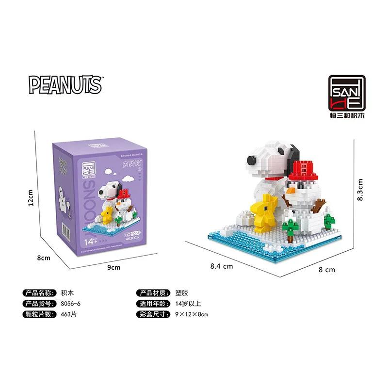 Anime Snoopy Micro Building Blocks Assembly Street View Model Character Scene Dog Mini Bricks Figure Toys For Christmas Gifts