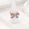 Shimmering Butterfly Knot Ring With Glossy Enamel Finish Allergy Resistant Alloy Jewelry For Daily Wear