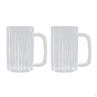 2x Klar Akryl Plast Dricköl Mugg 650ml