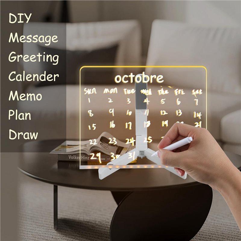 2X Acrylic LED Luminous Draw Board LED Note Board For Kids Gift For Scratch Adjustable Erasable Letter Message Board