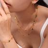 1 Piece Niche Double C Pendant Colorful Diamond Necklace Bracelet Women Light Luxury Stainless Steel Non Tarnish Zircon