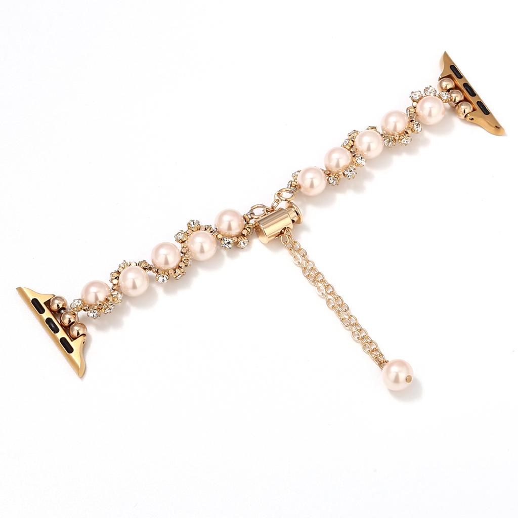 Řemínek s perlovou ozdobou pro Apple Watch Series 10 Ultra 9 8 7 SE 6 5 4 3 2 1 46mm 49mm 45mm 44mm 42mm Kovový řemínek k hodinkám